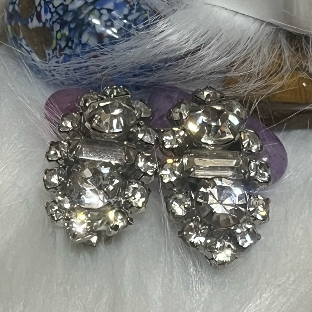 Sparkling Rhinestone Clip On Earrings